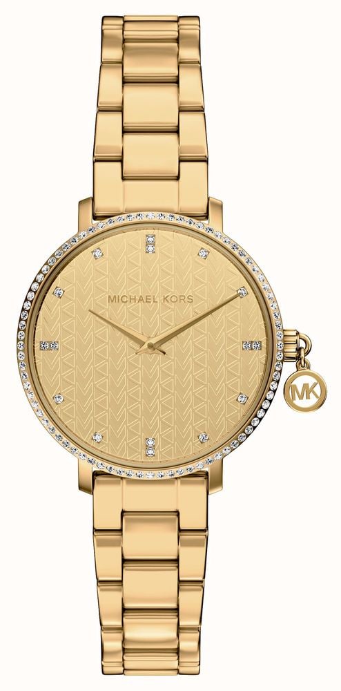 Michael Kors Pyper Crystal (32mm) Gold Patterned Dial / Gold PVD