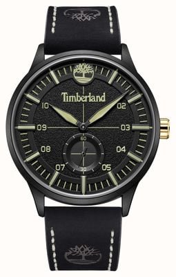 Timberland Beckman Quarzuhr mit kleiner Sekunde (44 mm), schwarzes Zifferblatt / schwarzes Lederarmband TDWGA2181603