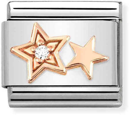 Nomination Classic Stainless Steel Rose Gold Stars Cubic Zirconia Charm 430305/35