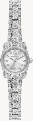 Michael Kors Mini Lexington Pavé (19 mm) cadran argenté / bracelet en acier inoxydable MK4864