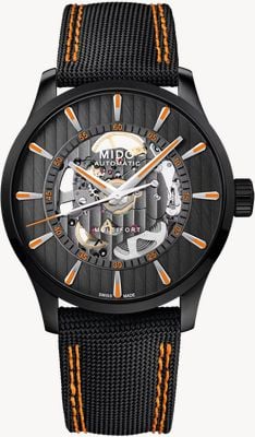 MIDO Multifort Skeleton Vertigo Automatic (42mm) Black Skeleton Dial / Black Hybrid Leather Strap M0384363705100
