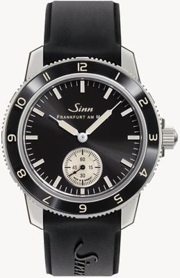 Sinn 104 clássico 12 pequenos segundos (41 mm) mostrador preto galvanizado / pulseira de silicone preta 104.060 BLACK SILICONE