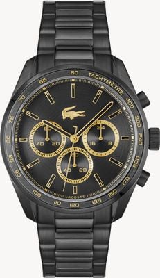 Lacoste Men's Boston (42mm) Black Dial / Black IP Stainless Steel Bracelet 2011476