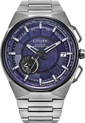 Citizen Reloj con GPS por satélite Eco-drive de titanio (45 mm), esfera azul cosmos y pulsera de titanio CC3097-52L