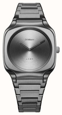 D1 Milano Boîtier carré (37 mm), cadran gris anthracite soleillé / bracelet en acier inoxydable gris anthracite SQBJ11