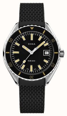 DOXA Sub 200 鲨鱼猎人（42毫米）黑色标志性表盘/黑色FKM橡胶表带 799.10.101.20