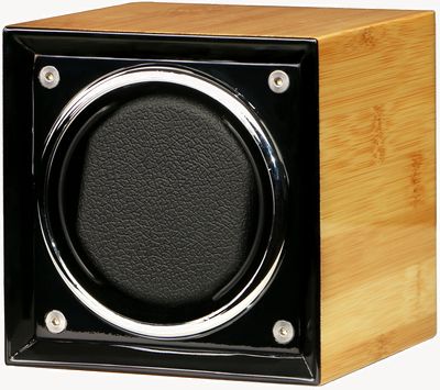 Watch Accessories Automatischer Luxus-Uhrenbeweger | Bambus-Finish | 4 Rotationsmodus | Uhrenkissen aus Baumwolle WINDER-2023-BAMBOO