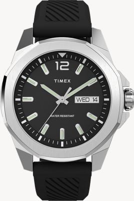 Timex Essex ave day-date (46 mm) mostrador preto / pulseira de borracha preta TW2W42900