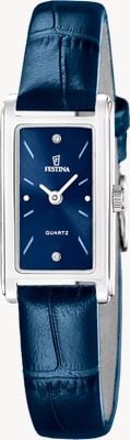 Festina Orologio Mademoiselle al quarzo (25 mm), quadrante blu con finitura a raggio di sole / cinturino in pelle blu F20769/4