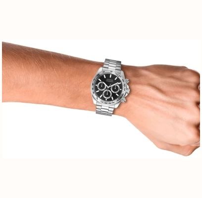 Guess Men's Arthur Black Sunray Dial Silver-Tone Stainless Steel Bracelet GW1058G8 - alternate view 6