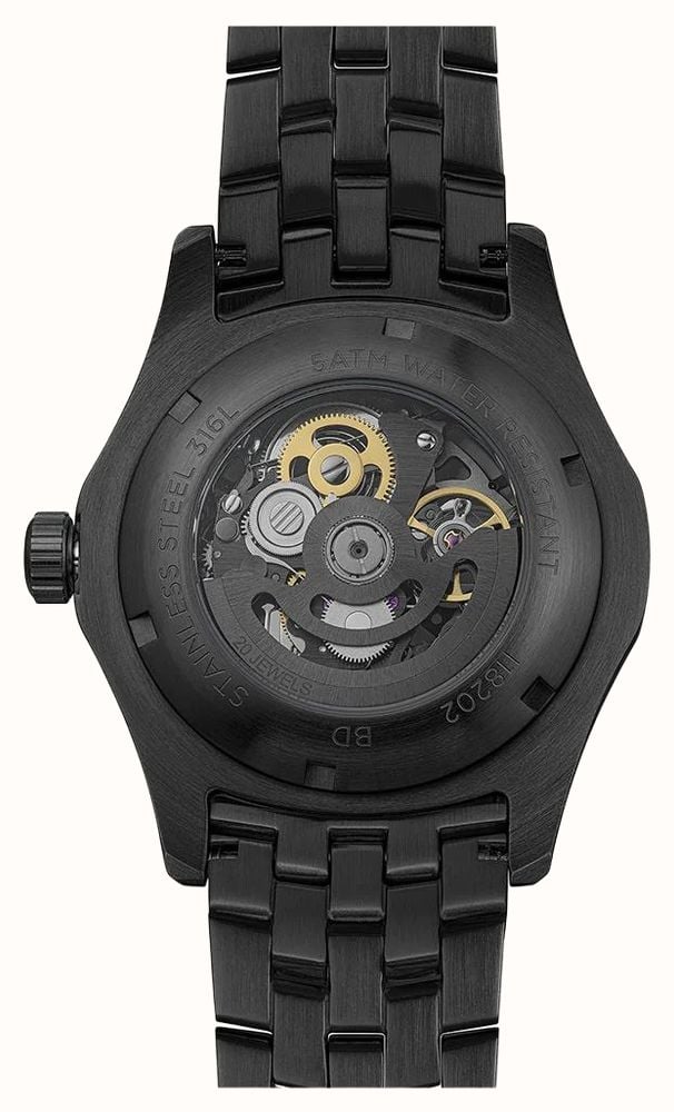 Ingersoll THE WHISTLE Automatic (43mm) Black Skeleton Dial / Black PVD Stainless Steel Bracelet I18202 - vista alternativa 3