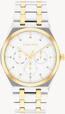 Calvin Klein Ck motion multifunzione (39 mm) quadrante bianco / bracciale in acciaio inossidabile bicolore 25200533