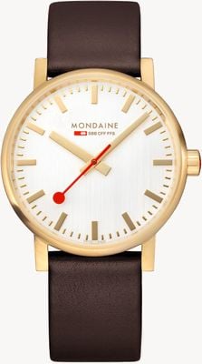 Mondaine Mostrador prateado Evo2 (40 mm) / pulseira de couro uva vegan marrom MSE.40112.LGV