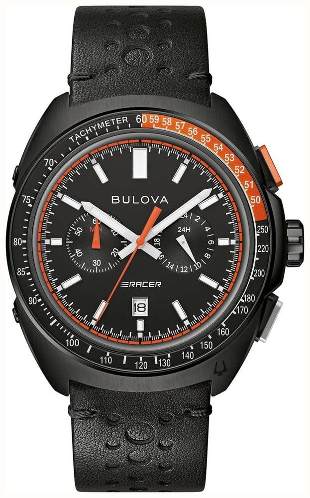 Bulova Herren Racer Chronograph 42 Mm Schwarzes Zifferblatt Schwarzes 98B428 First Class Watches DEU