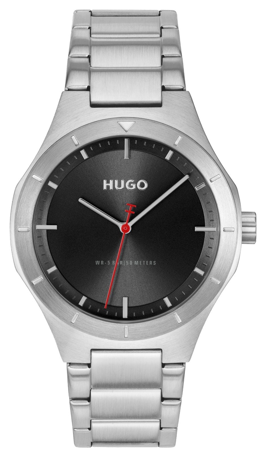 HUGO Ã  quartz trois aiguilles (42 mm), cadran noir, montre