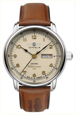 Zeppelin Méditerranée 1921 Automatic Day-Date (40mm) Beige Dial / Brown Leather Strap 9664-5