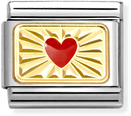 Nomination Classic Diamond Cut Heart 18ct Gold & Steel Enamel Charm 030284/58