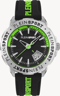 Plein Sport RAMPAGE Date (44mm) Black & Green Dial / Black & Green Silicone Strap PSGDA0124