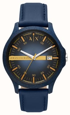 Armani Exchange Cadran bleu | bracelet en cuir bleu AX2442