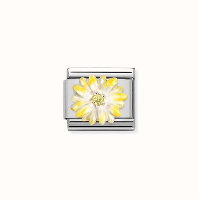 Nomination Classic Yellow Flower Link Steel, Sterling Silver And Enamel 330321/04