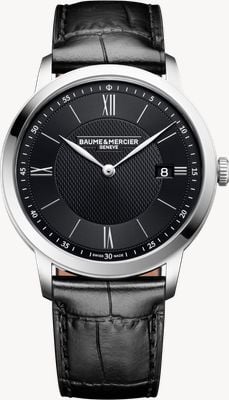 Baume & Mercier Classima Datum Quarz (40 mm) schwarzes Sonnenschliff-Zifferblatt / schwarzes Lederarmband 10881