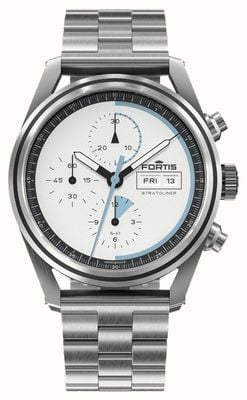 FORTIS Stratoliner s-41 automatique white dust (41mm) bracelet bloc acier inoxydable F2340006