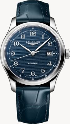 LONGINES Master Collection automático (41 mm) mostrador azul padrão de cevada / pulseira em couro de jacaré azul L29504932