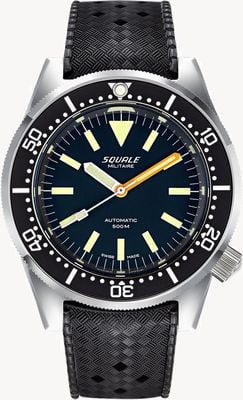Squale 1521 Militaire (42mm) Black Dial / Black Homage Tropic Rubber Watch 1521MIL.HT