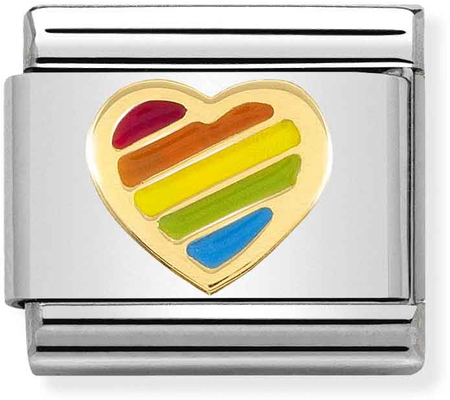 Nomination Classic Heart 18ct Gold & Steel Enamel Charm 030272/54