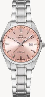 Continental Modernes rundes (32 mm) rosa Zifferblatt / Edelstahlarmband 23001-LD101770
