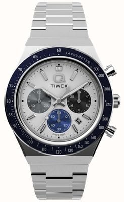 Timex Хронограф Q timex (40 мм) с белым циферблатом / браслетом из нержавеющей стали TW2Y36200