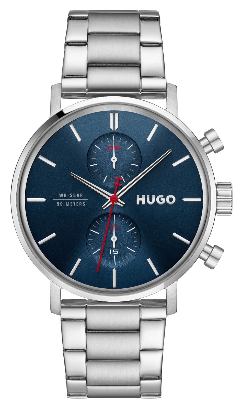 HUGO Takeoff (43mm) cadran bleu / bracelet en acier montre