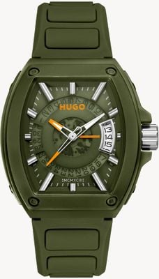 HUGO #icon 3h (40mm) cadran vert / bracelet en silicone vert 1530433