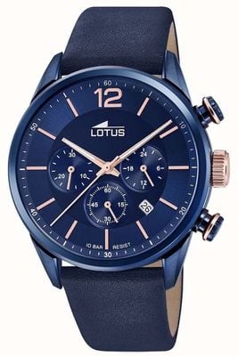 Lotus 男士蓝色皮表带|蓝色计时表盘 L18681/2