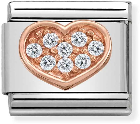 Nomination Classic Heart 9ct Rose Gold & Steel Charm 430302/13