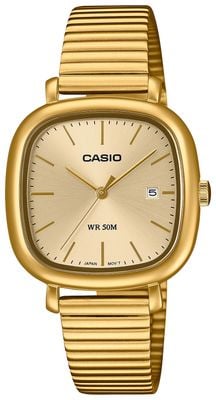 Casio Серия Core ltp-b166 (30 мм) с золотым циферблатом / браслетом из нержавеющей стали с золотым PVD-покрытием LTP-B166G-9AVEF