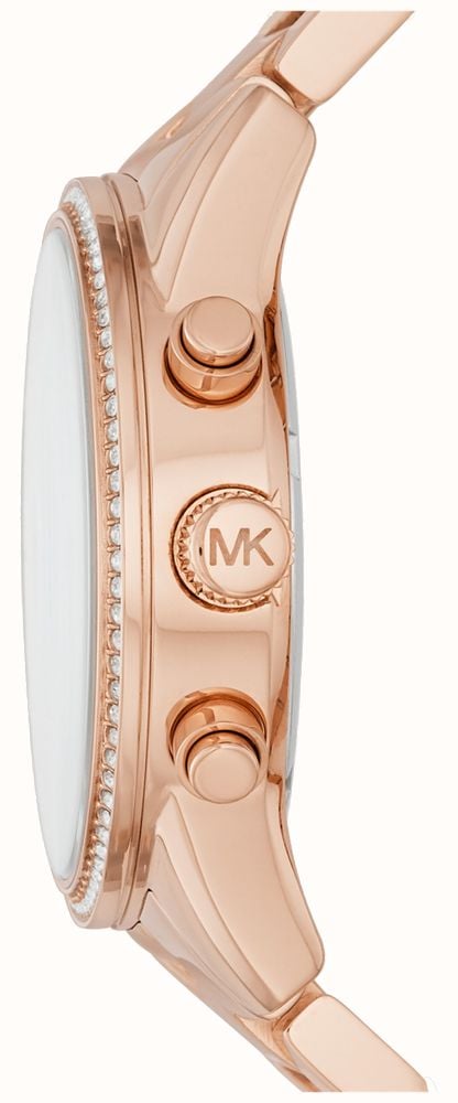 Michael Kors Women s Ritz Rose Gold Toned Crystal Set Chronograph MK6357 First Class Watches SGP