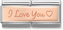 Nomination Classic I Love You 9ct Rose Gold & Steel Charm 430710/04