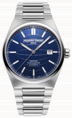 Frederique Constant Automatyczna tarcza cosc ​​(41 mm) z niebieską kulą przeciwsłoneczną i bransoletą ze stali nierdzewnej FC-303N4NH6B