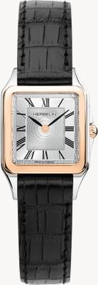 Herbelin Luna Quartz (24mm) Silver Guilloché Dial / Black Leather Strap 17457TR01