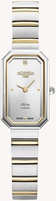 Roamer Olivia diamante quarzo (18 x 29mm) quadrante argento / bracciale acciaio inossidabile bicolore 627845 47 19 20