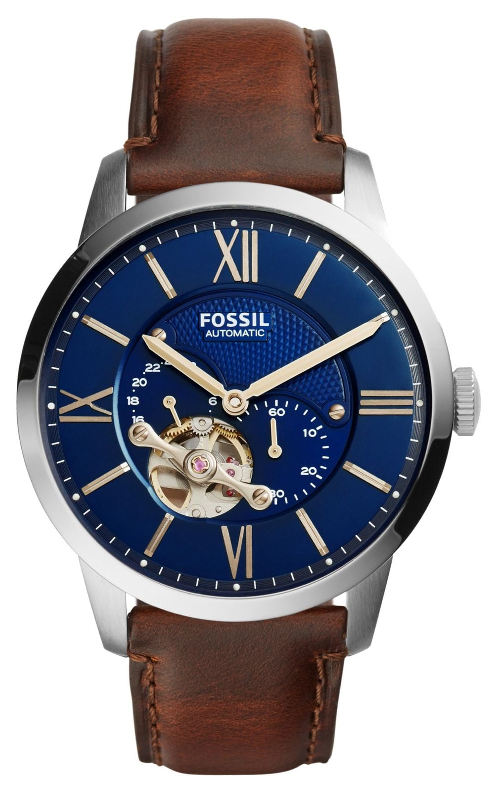 Fossil Homme citadin automatique | cadran bleu | bracelet en montre