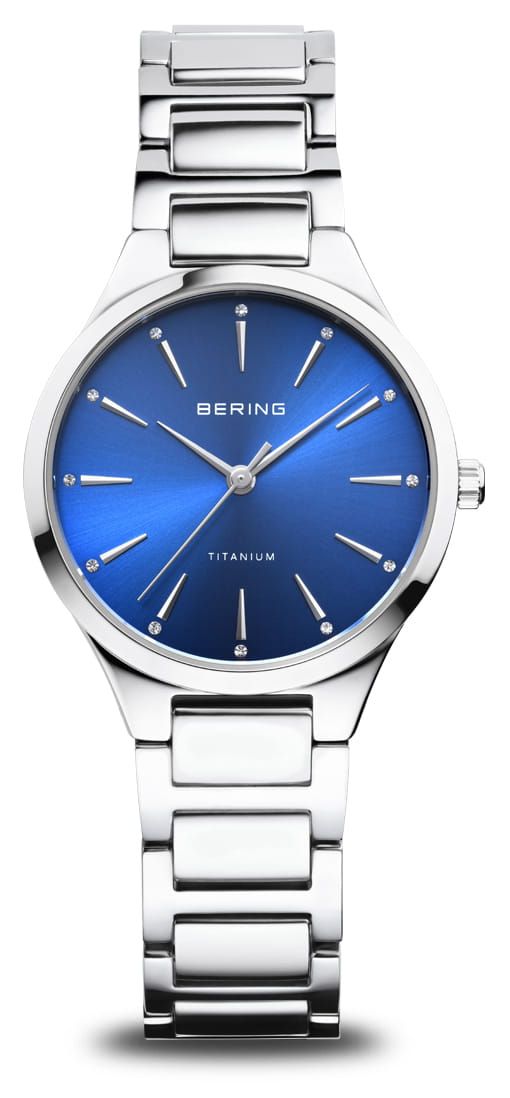 Bering Cadran bleu titane (30 mm) / bracelet titane pour montre