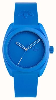 Adidas Projeto três (42 mm) mostrador azul / pulseira de bio-resina azul AOST24052