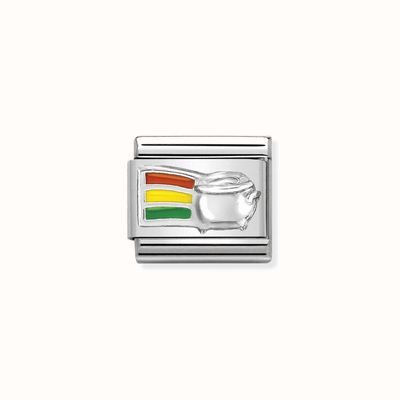 Nomination Composable Classic SYMBOLS In Stainless Steel Enamel And Arg. 925 Pot Of Gold 330204/15