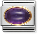 Nomination Classic OVAL STONES In Stainless Steel With 18ct Gold AMETHYST Charm 030504/02