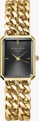 Rosefield Studio Edition - Double Chain (19.5mm) Black Sunray Dial / Gold-Plated Stainless Steel Bracelet SBGSG-O77