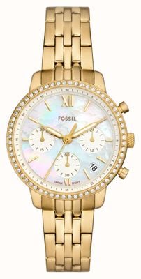 Fossil Neutra Chronograph (36mm) Mother-of-Pearl Dial / Gold PVD Stainless Steel Bracelet ES5358