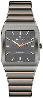 RADO Anatom Automatik (32,5 mm) graues Zifferblatt / graue Hightech-Keramik & Roségold-PVD-Edelstahlarmband R10203102