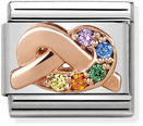 Nomination Classic Rainbow Knot 9ct Rose Gold & Steel Charm 430302/11